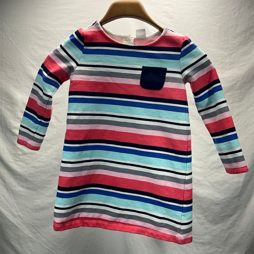 Gymboree Girls Striped Long Sleeve Dress Casual Rainbow Stripes Size 5-6‎